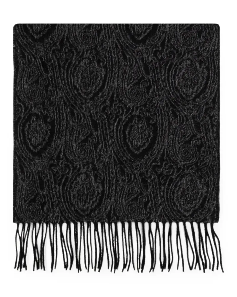 Etro paisley-jacquard fringed scarf - Schwarz Schwarz