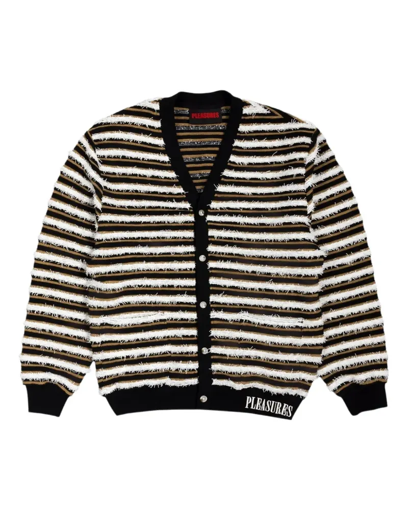PLEASURES striped-pattern ribbed cardigan - Schwarz Schwarz