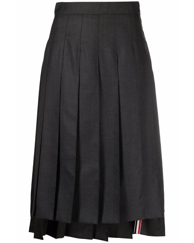 Thom Browne DARK GREY SUPER 120's TWILL BELOW KNEE PLEATED SKIRT - Grau Grau