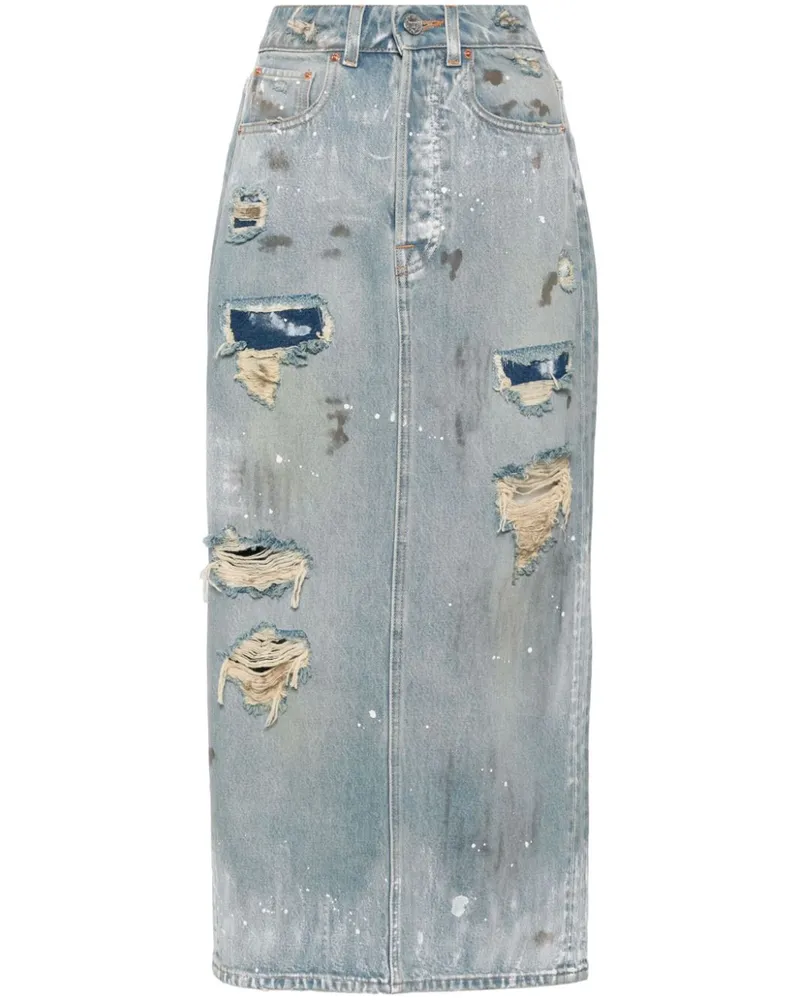 VETEMENTS Jeans-Midirock im Distressed-Look - Blau Blau