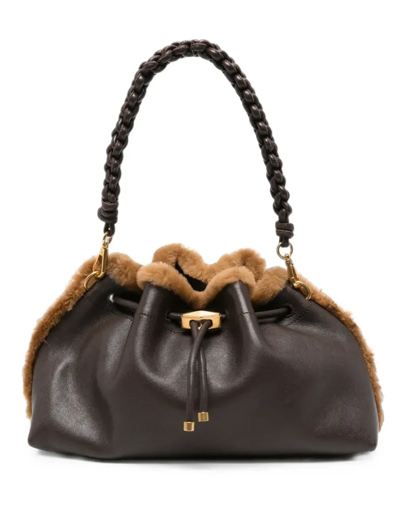 Jimmy Choo Bon Bon EW shearling-trim shoulder bag - Braun Braun