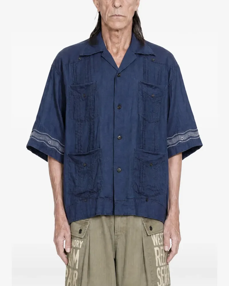 KAPITAL Cuba Leinenhemd - Blau Blau