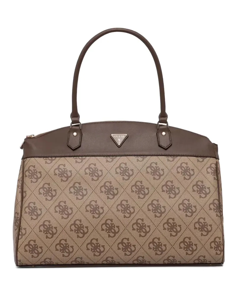 Guess maxi Berta 4G monogram-print logo-plaque tote bag - Braun Braun