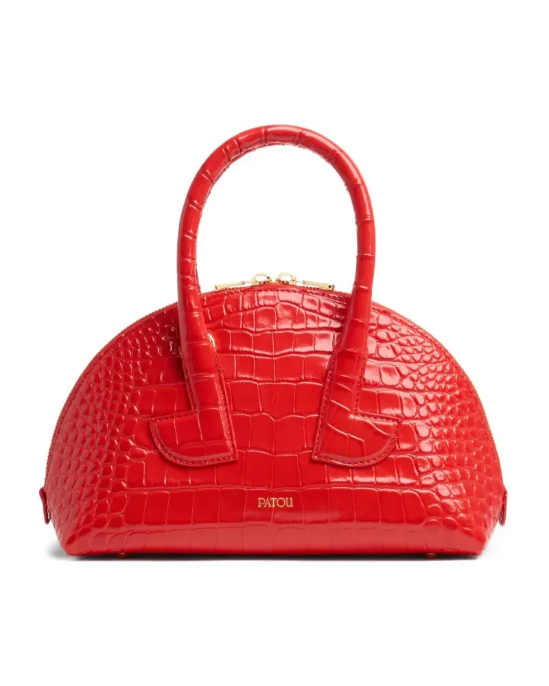Patou Le  Bowling Tasche mit Kroko-Effekt - Rot Rot