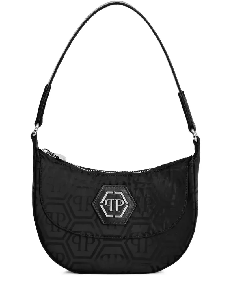 Philipp Plein Schultertasche aus Monogramm-Jacquard - Schwarz Schwarz