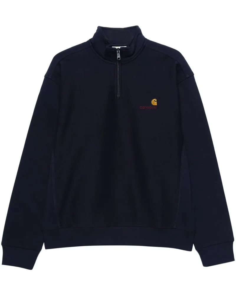 Carhartt WIP Half Zip American Script Sweatshirt Blau