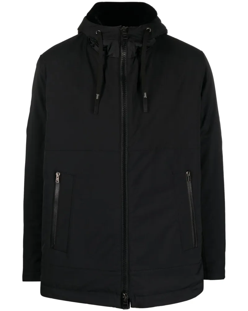 Herno Kapuzenjacke mit Logo-Schild - Schwarz Schwarz