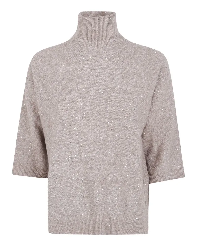 Seventy sequin-embellished high-neck fine-knit top - Braun Braun
