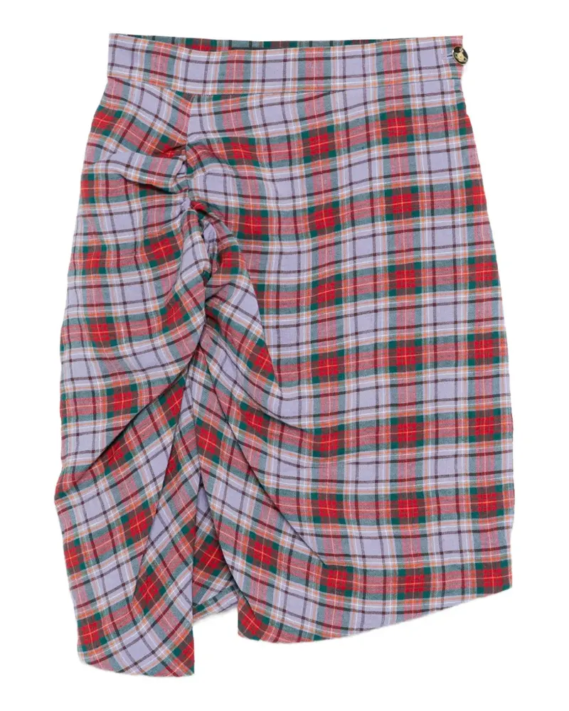 Vivienne Westwood mini Side Panther ruffled tartan skirt - Violett Violett