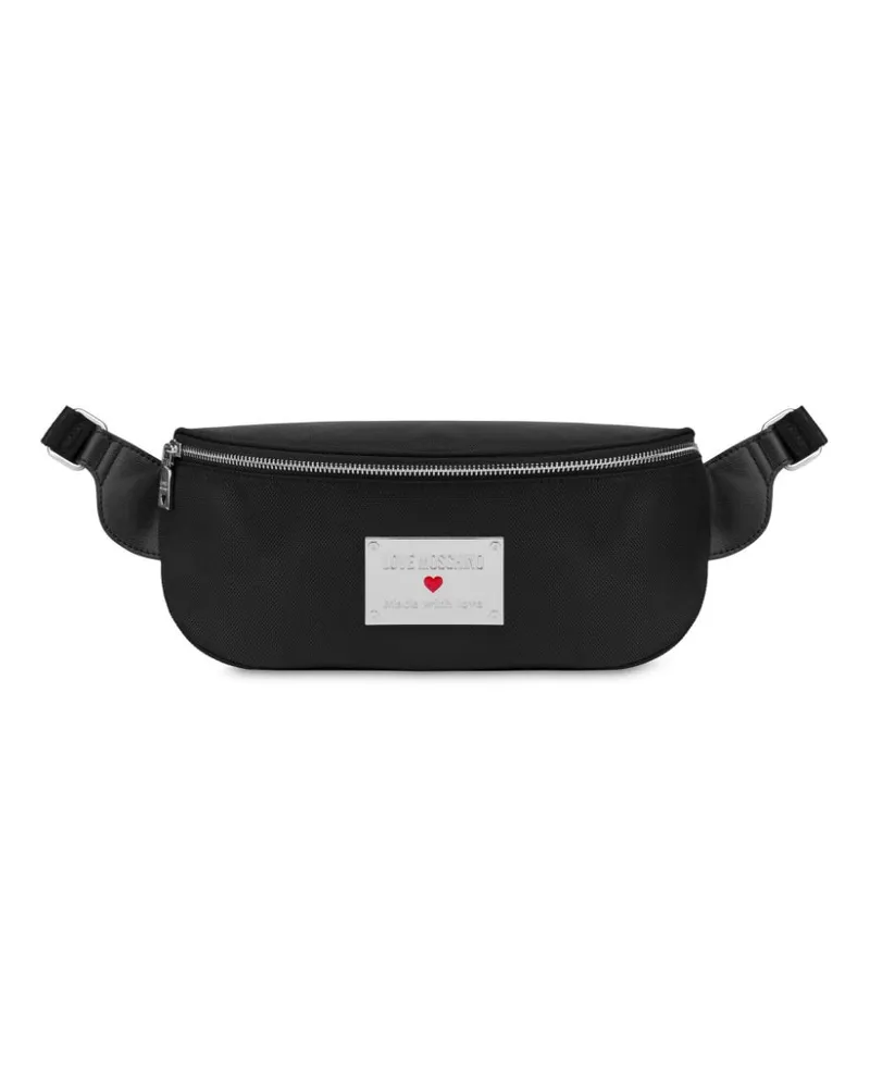 Moschino Gürteltasche mit Logo-Schild - Schwarz Schwarz