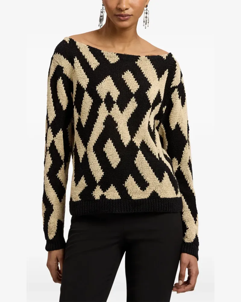 Ralph Lauren patterned boat-neck sweater - Schwarz Schwarz