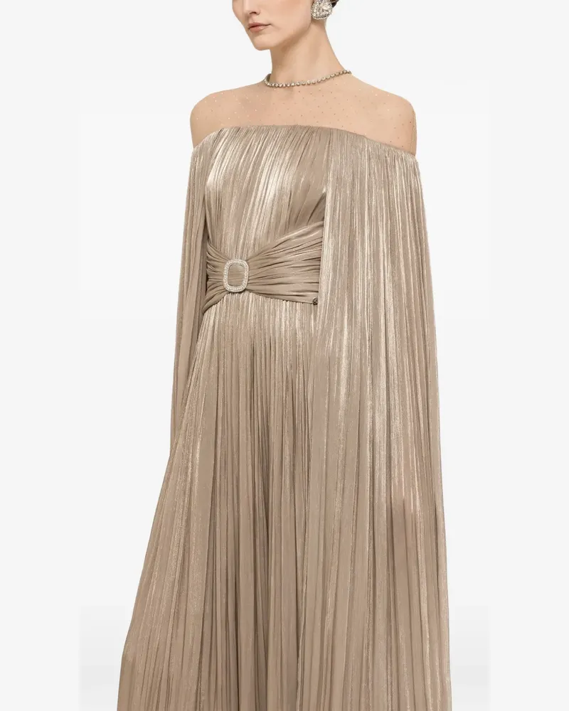NISSA cape embellished maxi dress - Nude Nude