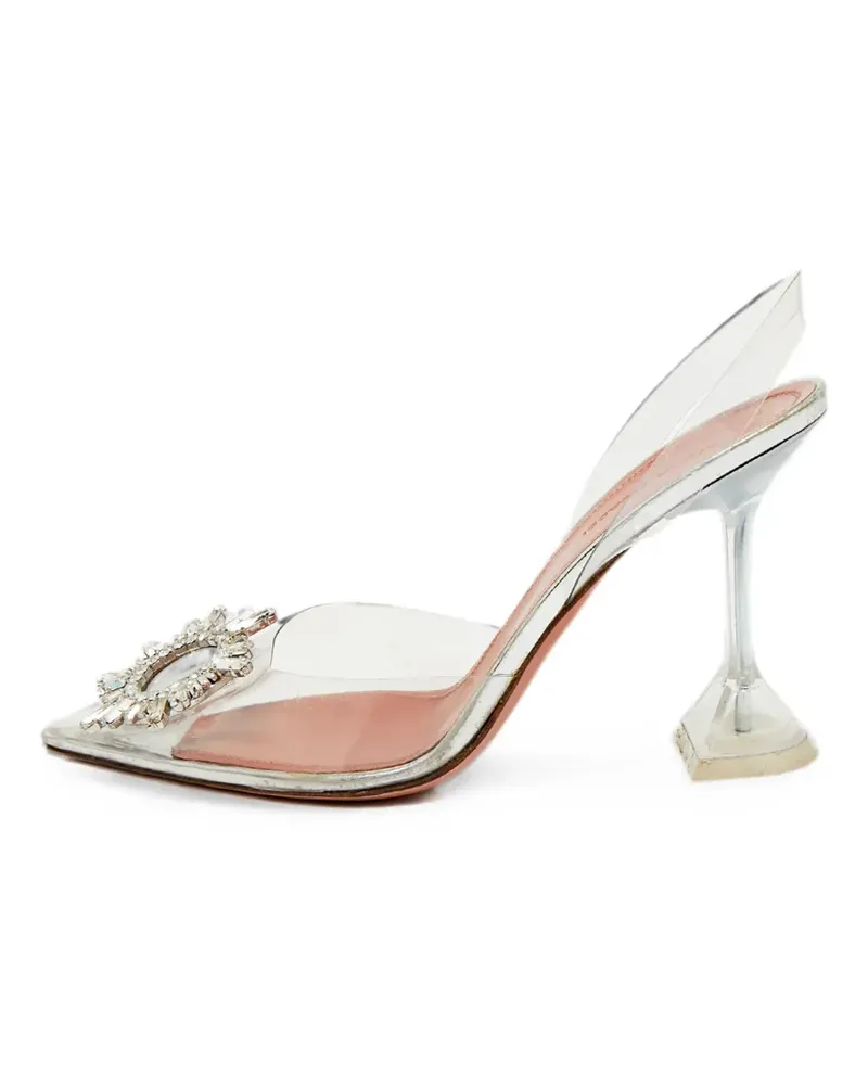 Amina Muaddi Begum Slingback-Sandalen mit Kristallen 38cm - Weiß Weiß