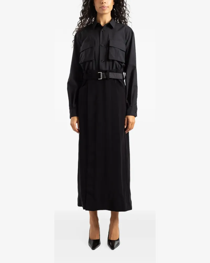 Sacai satin midi dress - Schwarz Schwarz