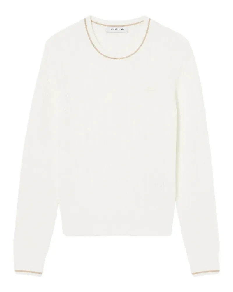 Lacoste cable-knit contrast-trim sweater - Weiß Weiß