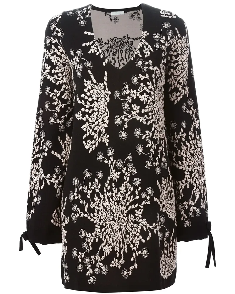 Chloé Kleid mit Blumenstickerei - Schwarz Schwarz