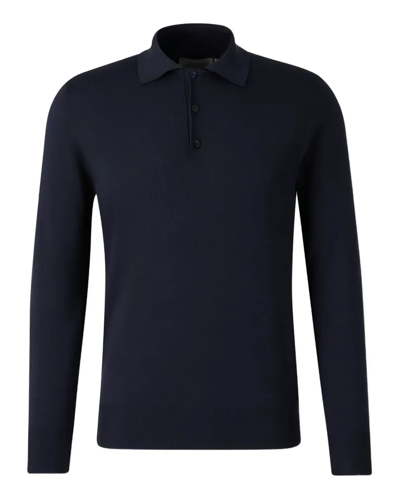 Canali Langärmeliger Pullover mit Polokragen - Blau Blau