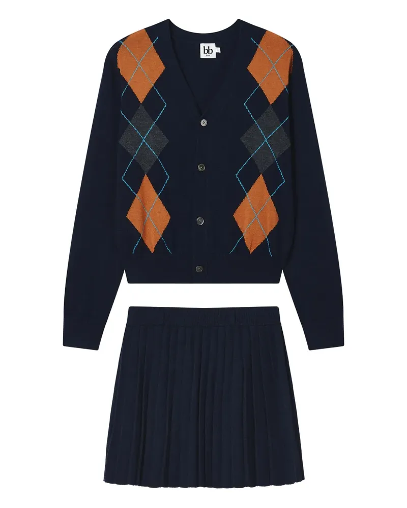 b+ab pleated mini skirt set - Blau Blau