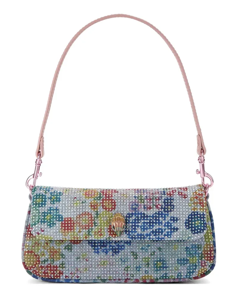 Kurt Geiger Kristallverzierte Schultertasche mit Blumen-Print - Blau Blau