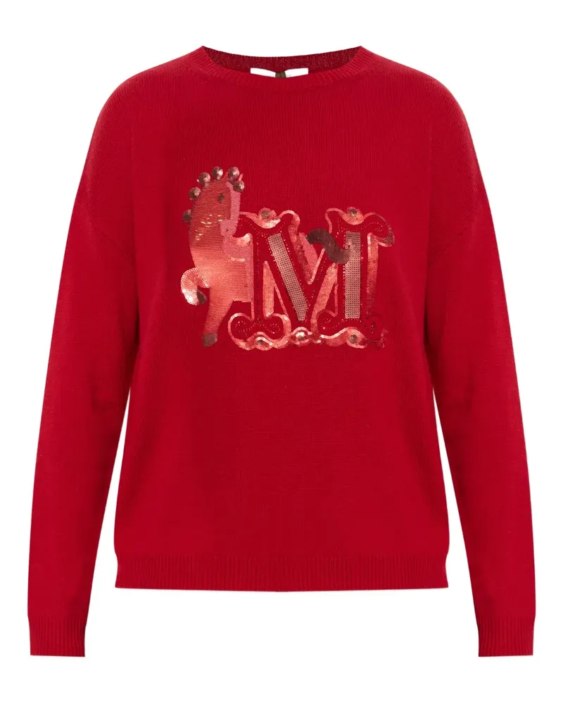 Max Mara Pullover mit Pailletten - Rot Rot