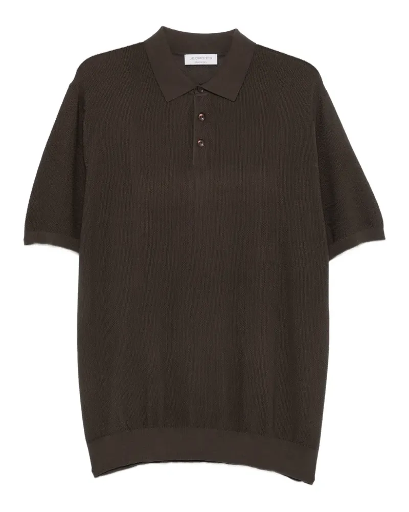 Jeordie's Fein gestricktes Poloshirt - Braun Braun