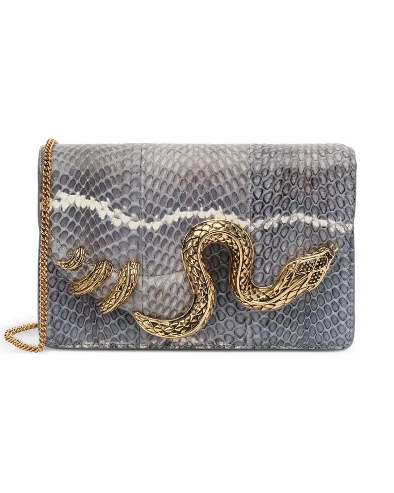 Roberto Cavalli Clutch mit Schlangen-Motiv - Grau Grau