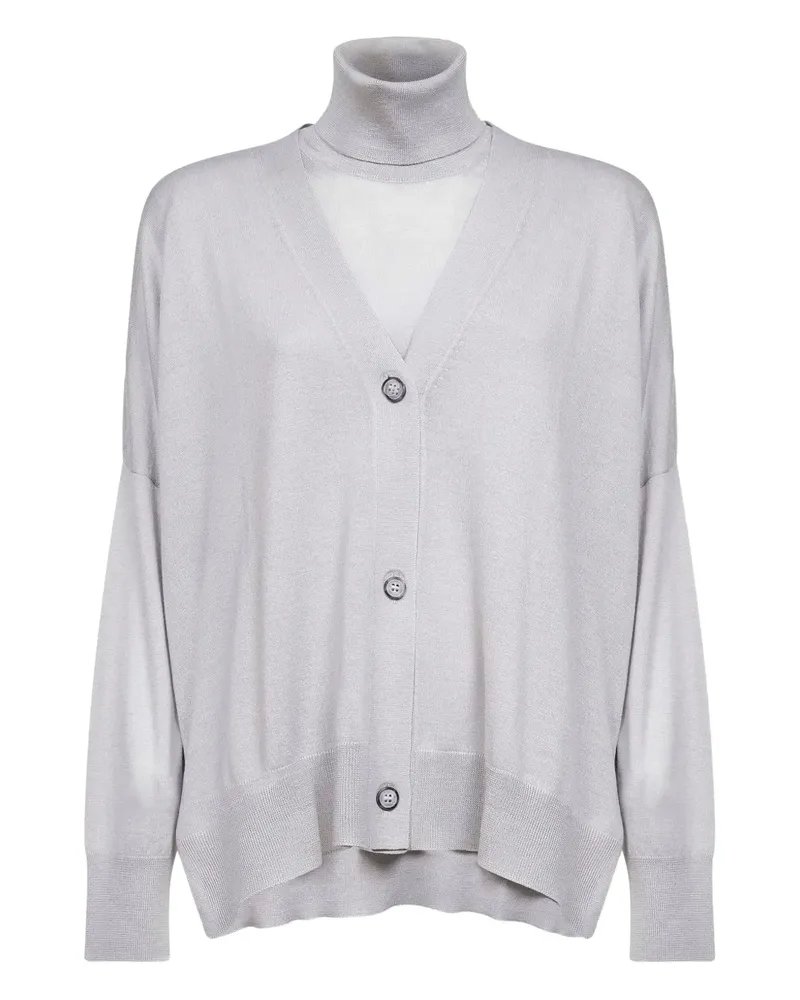 Blanca Set aus Cardigan und Pullover in Feinstrick - Grau Grau