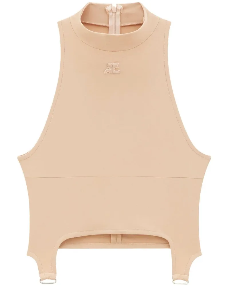 Courrèges Cropped-Top mit Logo-Patch - Nude Nude