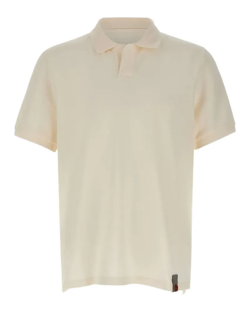 DEKKER ribbed trim V-neck polo shirt - Nude Nude