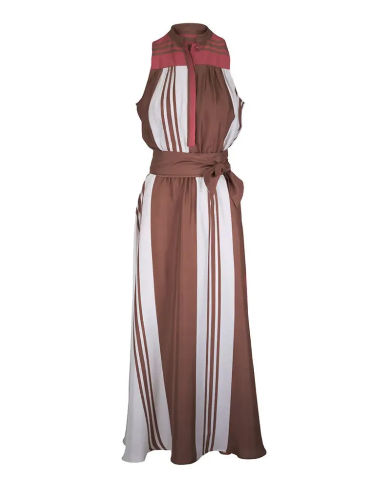 Kiton striped tie-waist maxi dress - Braun Braun