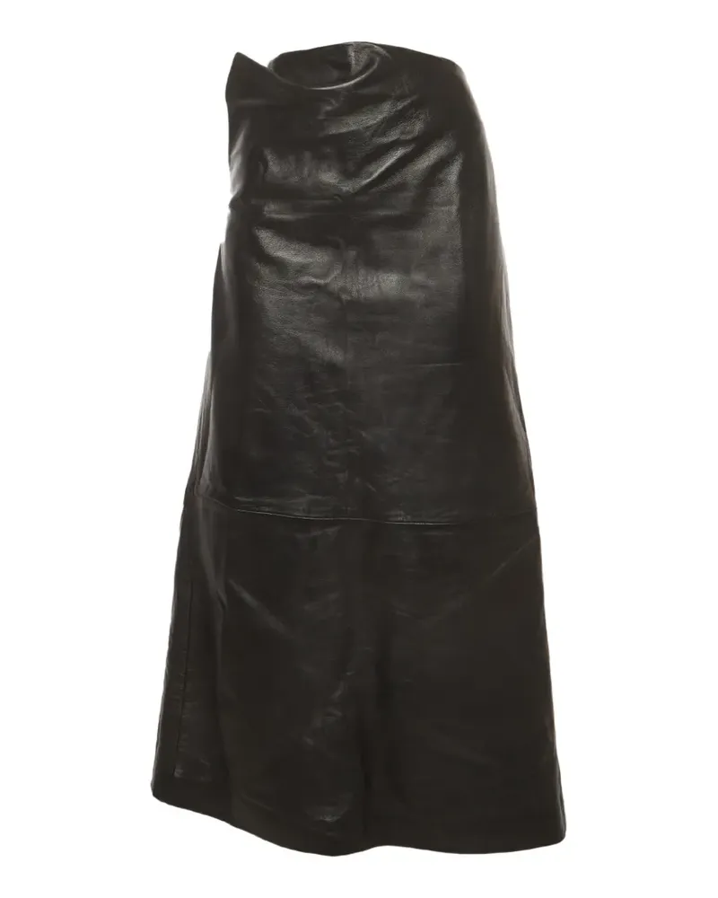 Magda Butrym draped leather midi skirt - Schwarz Schwarz