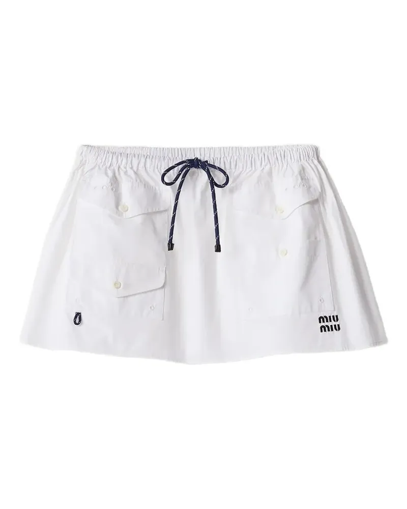 Miu Miu flap-pockets logo-detail mini skirt - Weiß Weiß