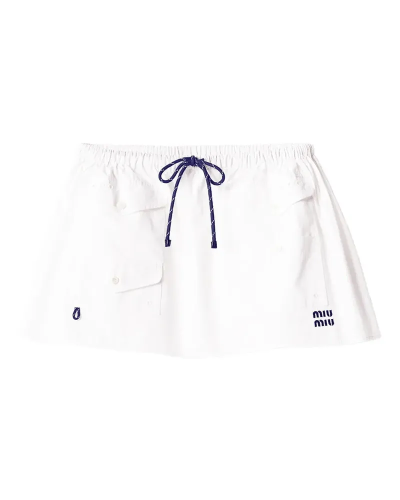 Miu Miu flap-pockets logo-detail mini skirt - Weiß Weiß