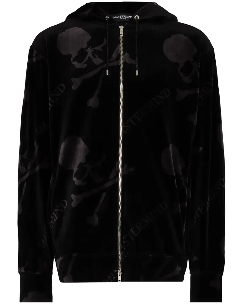 Mastermind World Sportjacke aus Samt mit Totenkopf-Print - Schwarz Schwarz