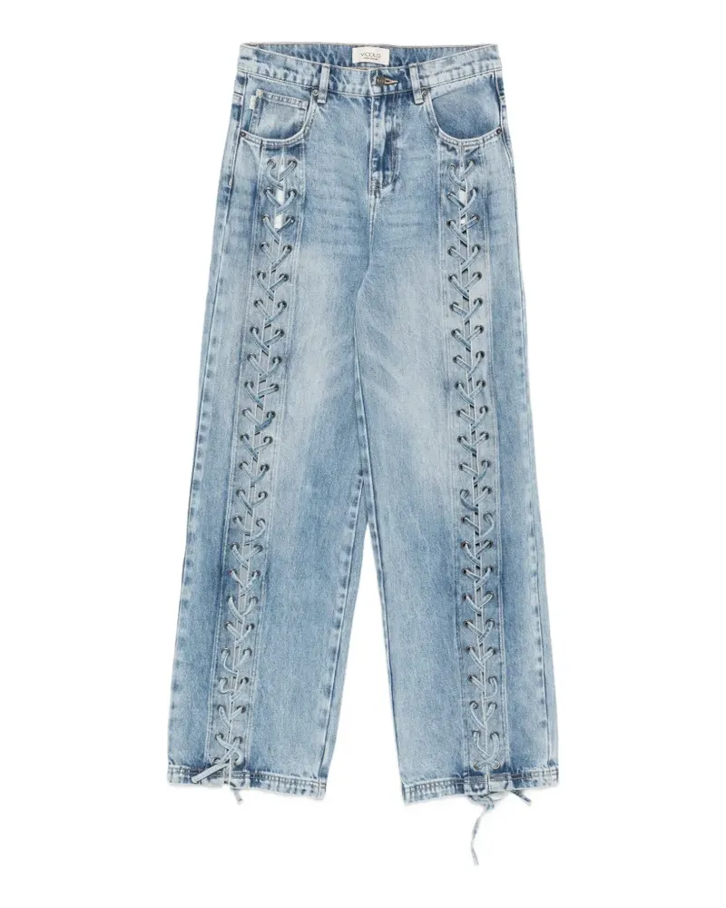 VICOLO lace-up buttoned jeans - Blau Blau