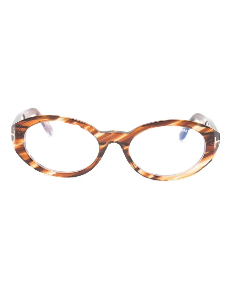 Tom Ford Ovale Brille mit Logo-Detail - Braun Braun