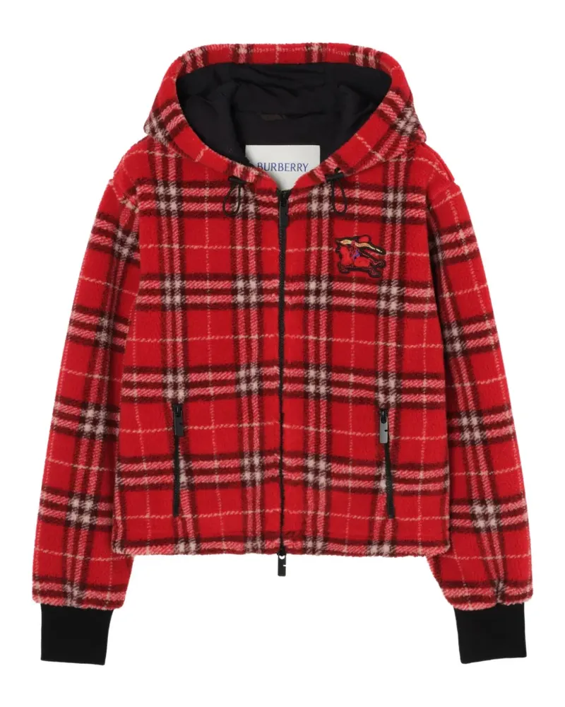 Burberry check hooded fleece jacket - Rot Rot