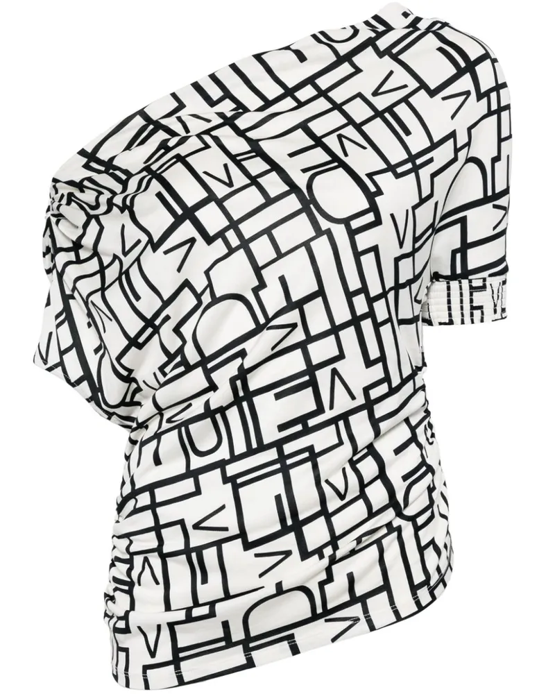 Diane von Furstenberg Percy One-Shoulder-Top mit Logo-Print - Weiß Weiß