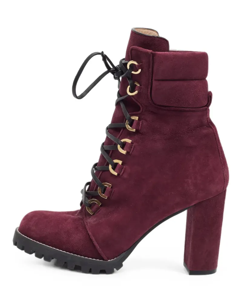 Stuart Weitzman Schnürstiefel aus Wildleder - Rot Rot