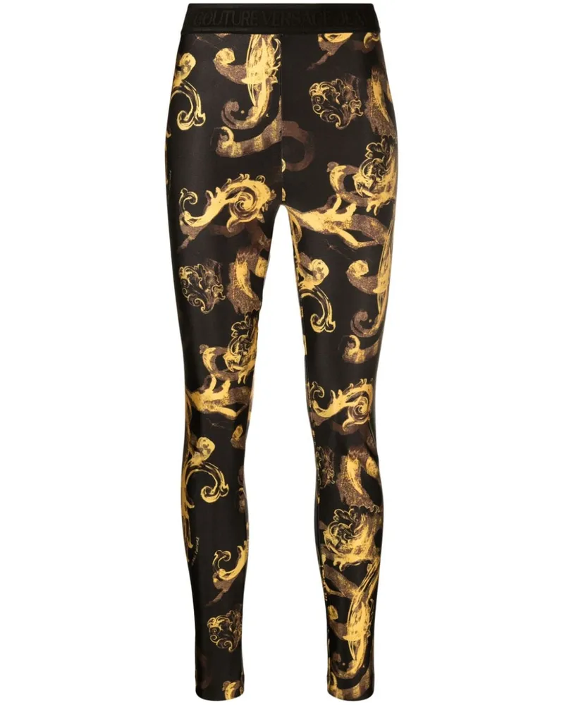 Versace Jeans Leggings mit barokkem Print - Schwarz Schwarz