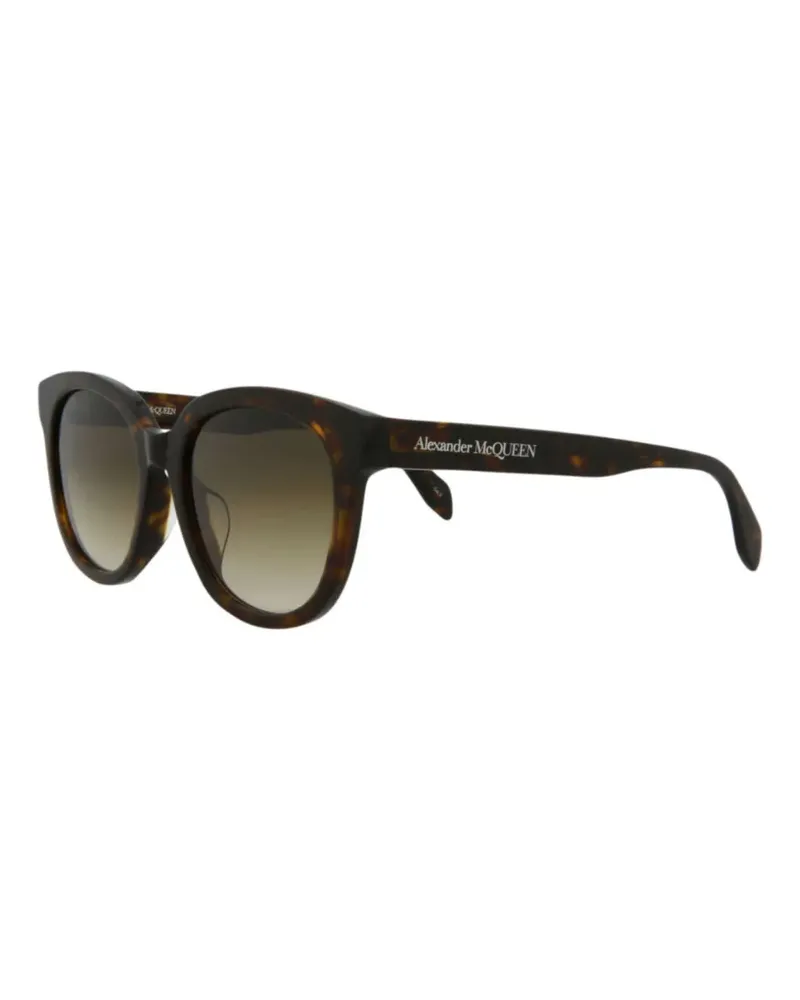 Alexander McQueen Runde Sonnenbrille in Schildpattoptik - Braun Braun