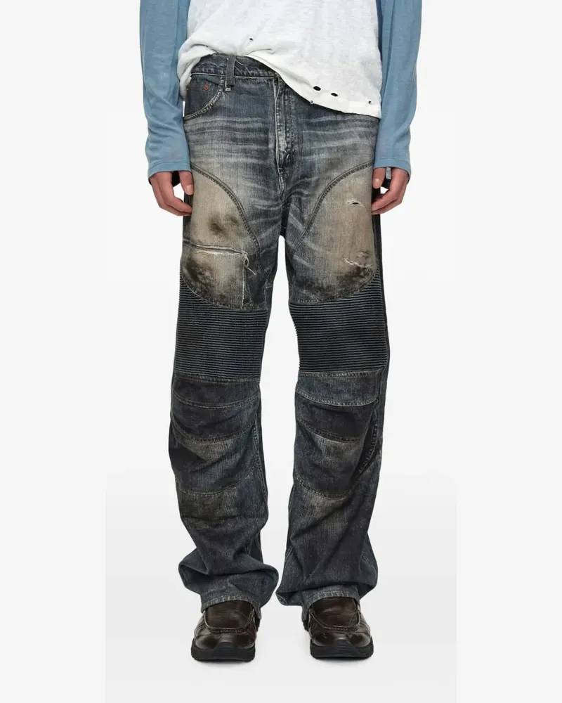 Andersson Bell distressed panelled jeans - Blau Blau