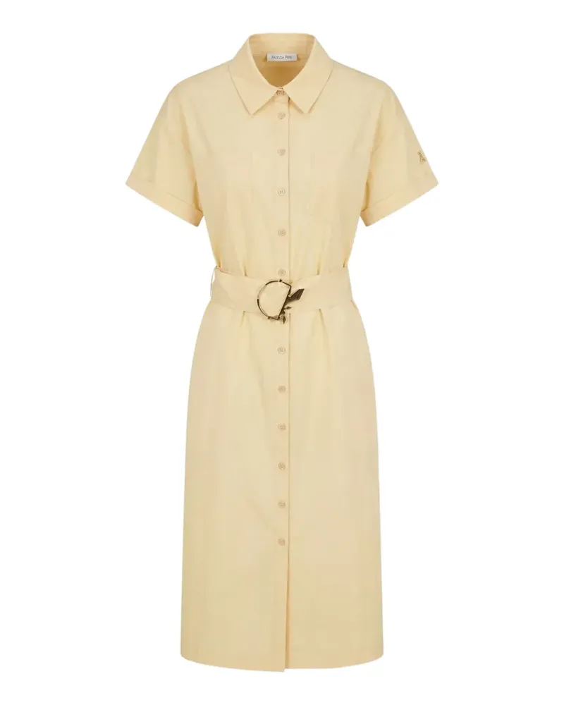 Patrizia Pepe belted short-sleeve midi shirt dress - Nude Nude