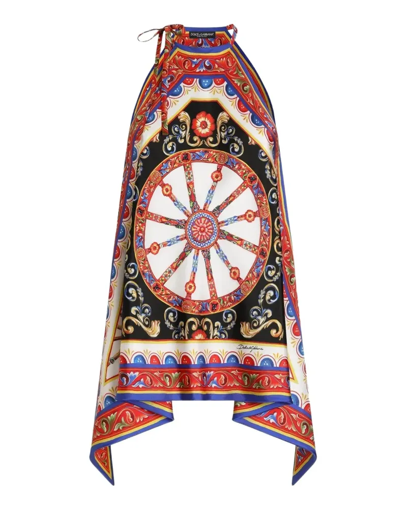 Dolce & Gabbana Twill-Oberteil mit Carretto-Print - Schwarz Schwarz