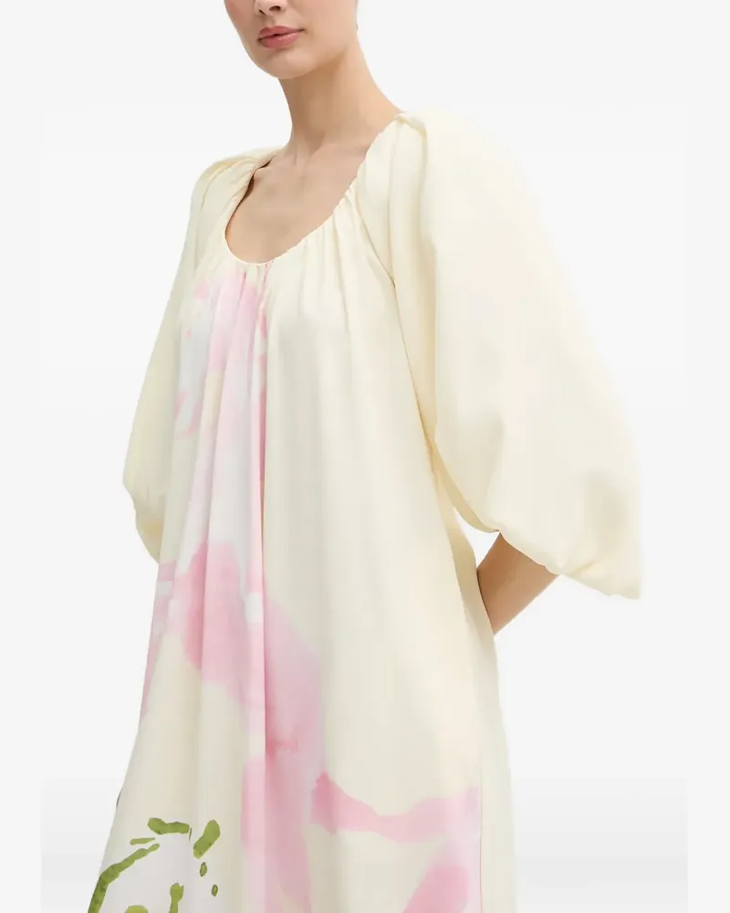 Stine Goya horse-print puff-sleeve maxi dress - Nude Nude