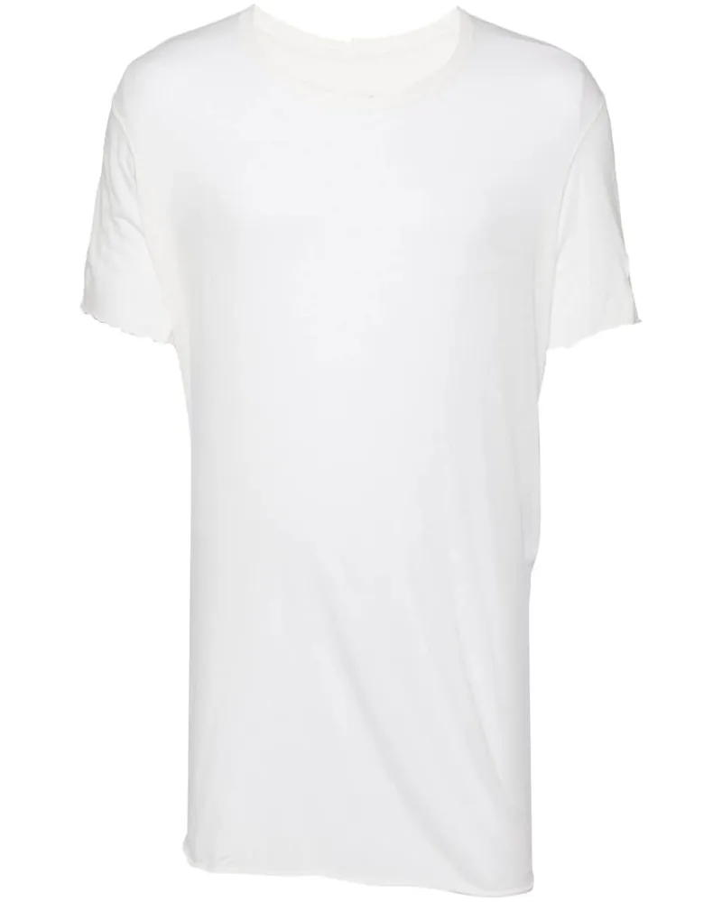 Rick Owens T-Shirt mit offenem Saum Weiß