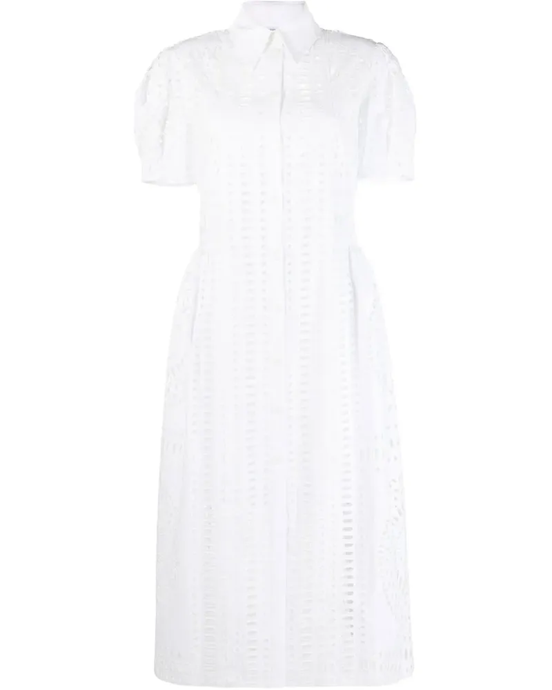 Alberta Ferretti Midikleid mit Mandala-Lochstickerei - Weiß Weiß