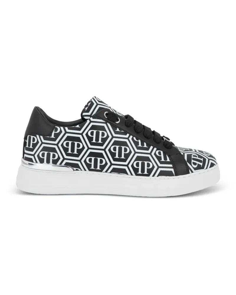 Philipp Plein Sneakers aus Nappaleder mit großem Monogramm - Schwarz Schwarz
