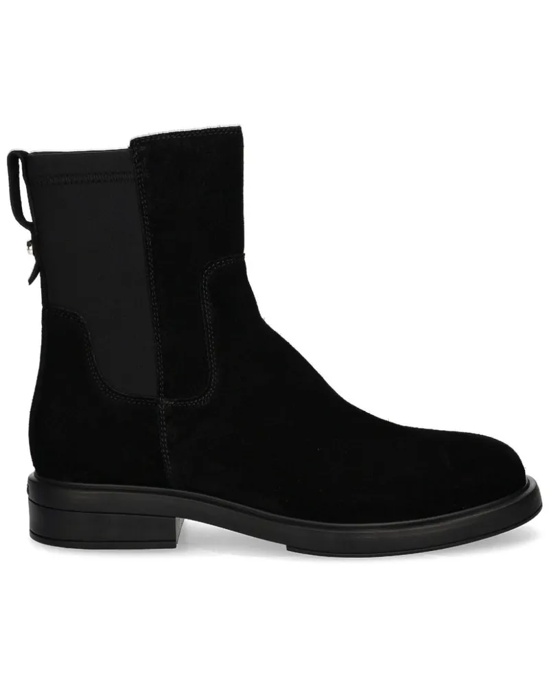 HUGO BOSS Stiefel aus Wildleder mit Logo-Schild - Schwarz Schwarz