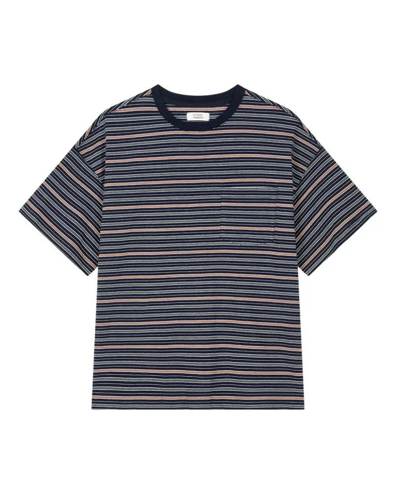 STUDIO TOMBOY Gestreiftes T-Shirt mit Tasche - Blau Blau